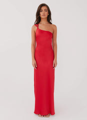 Delancy One Shoulder Maxi Dress - Rouge Red
