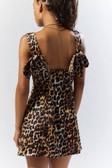 UO Bri Double Bow Satin Mini Dress
