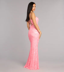 Savanna Floral Sequin Lace-Up Formal Dress